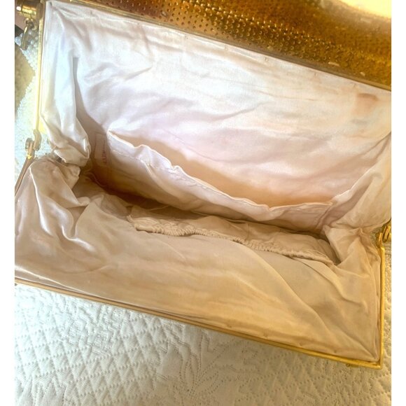 Needlepoint Roses Beaded Handbag Magnetic Closure and Inner Pockets - Picture 10 of 12